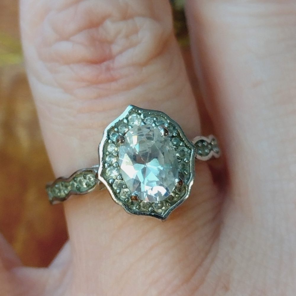 Size 7 - Sterling Silver Plated White Sapphire Ring